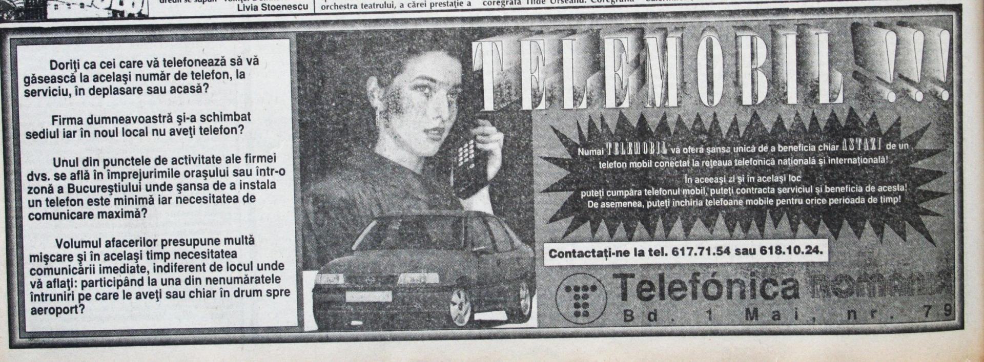 Romania Libera nr. 1138 V 24 dec 1993 pg. 2 reclama la Telefonica Romania Telemobil