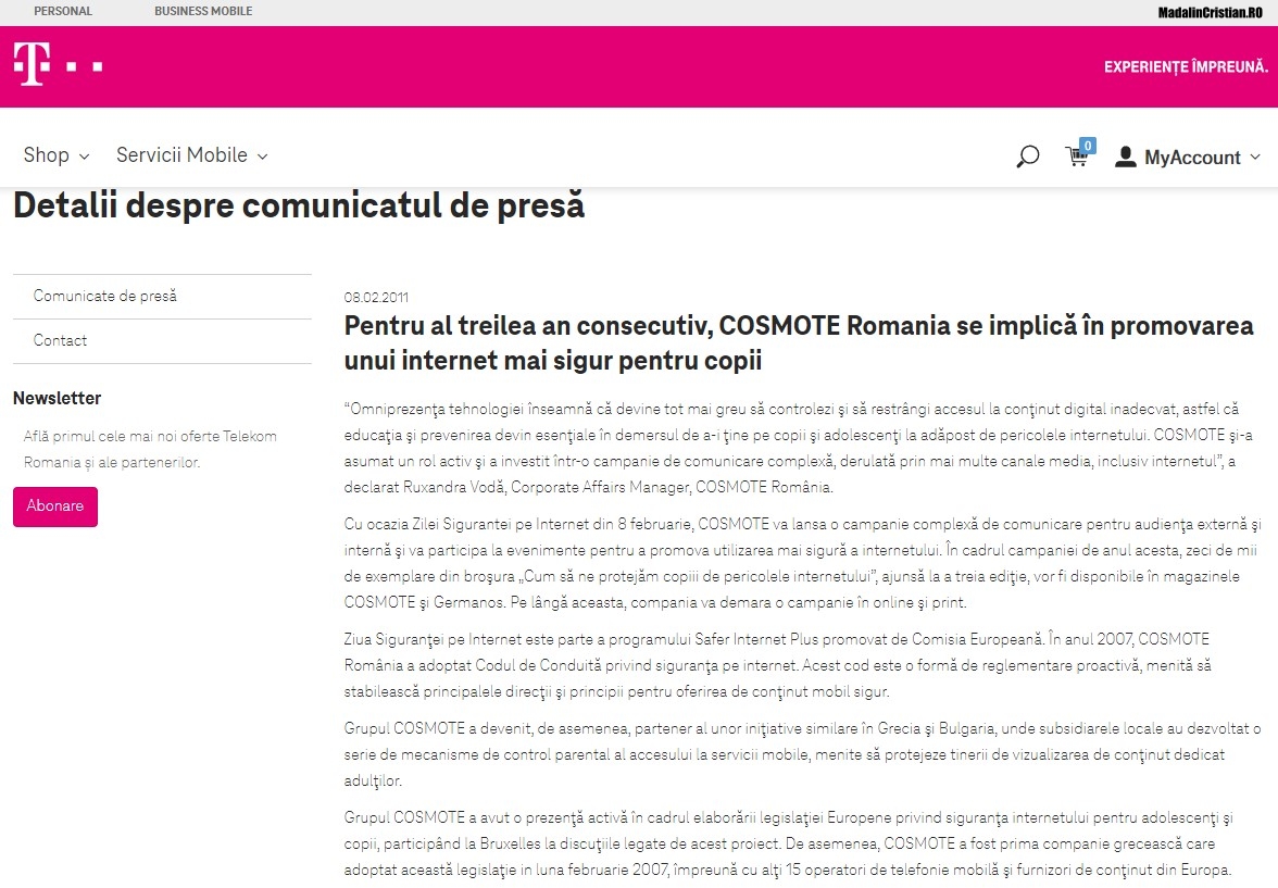Comunicat Cosmote 08.02.2011