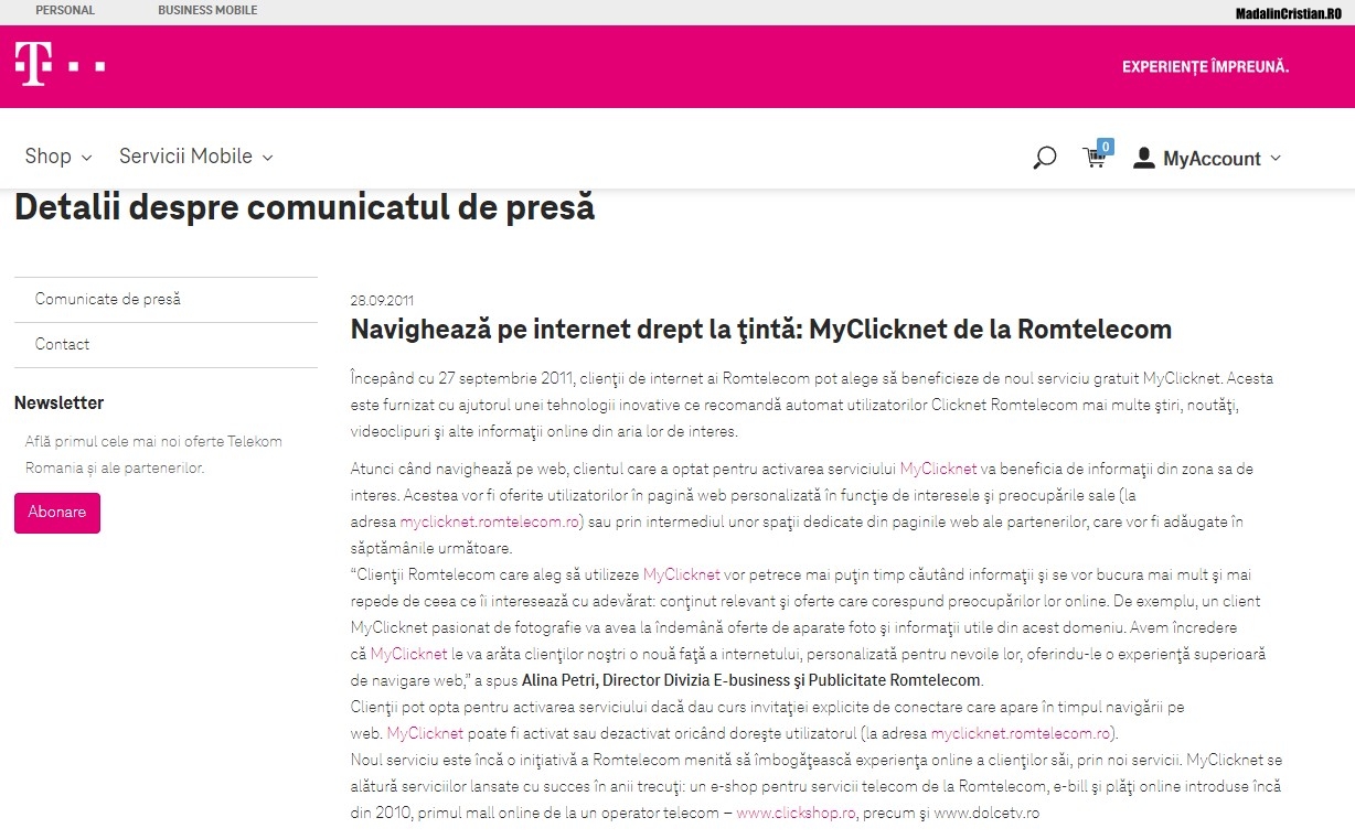 Comunicat Romtelecom 28.09.2011