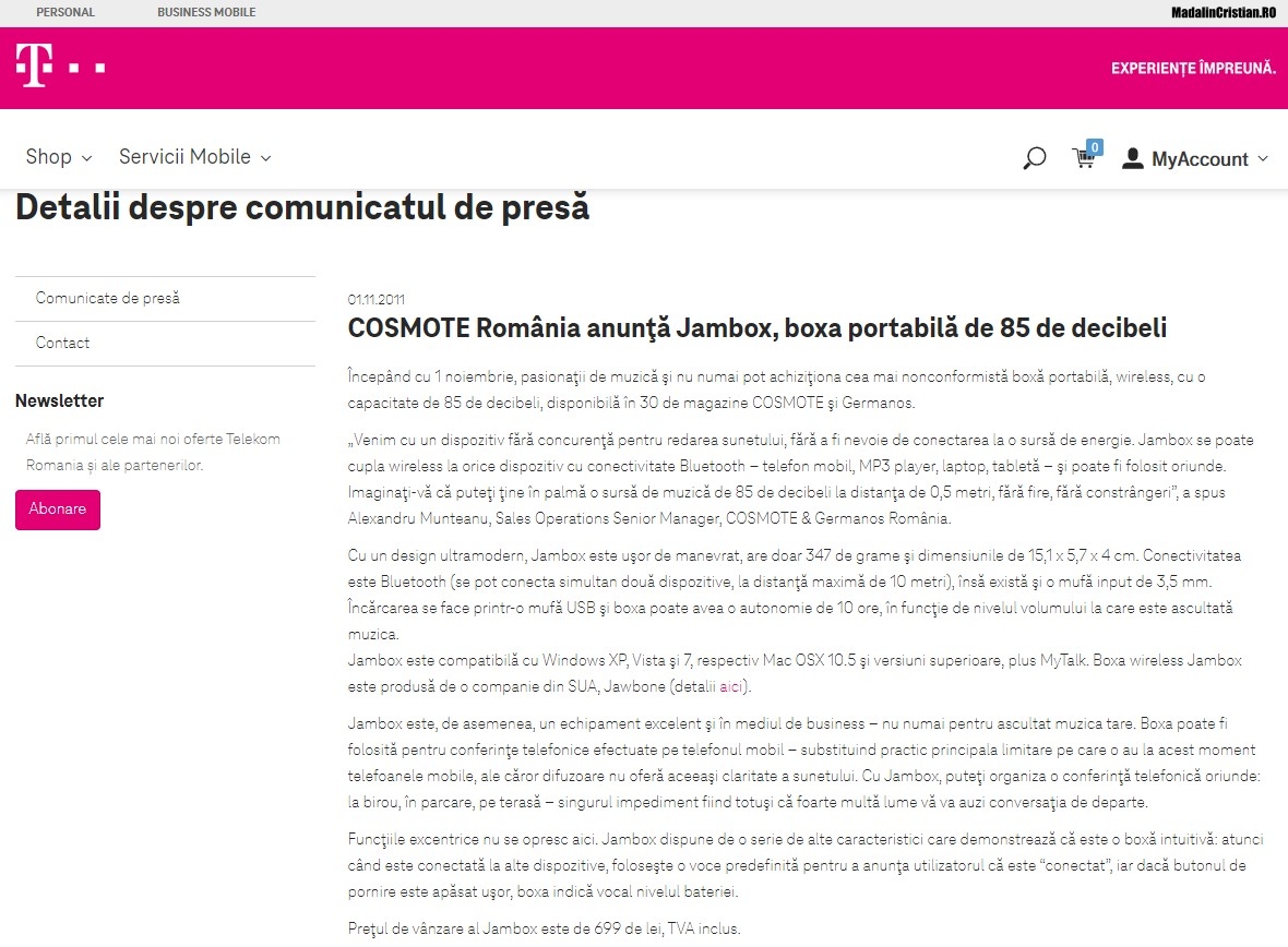 Comunicat COSMOTE 01.11.2011