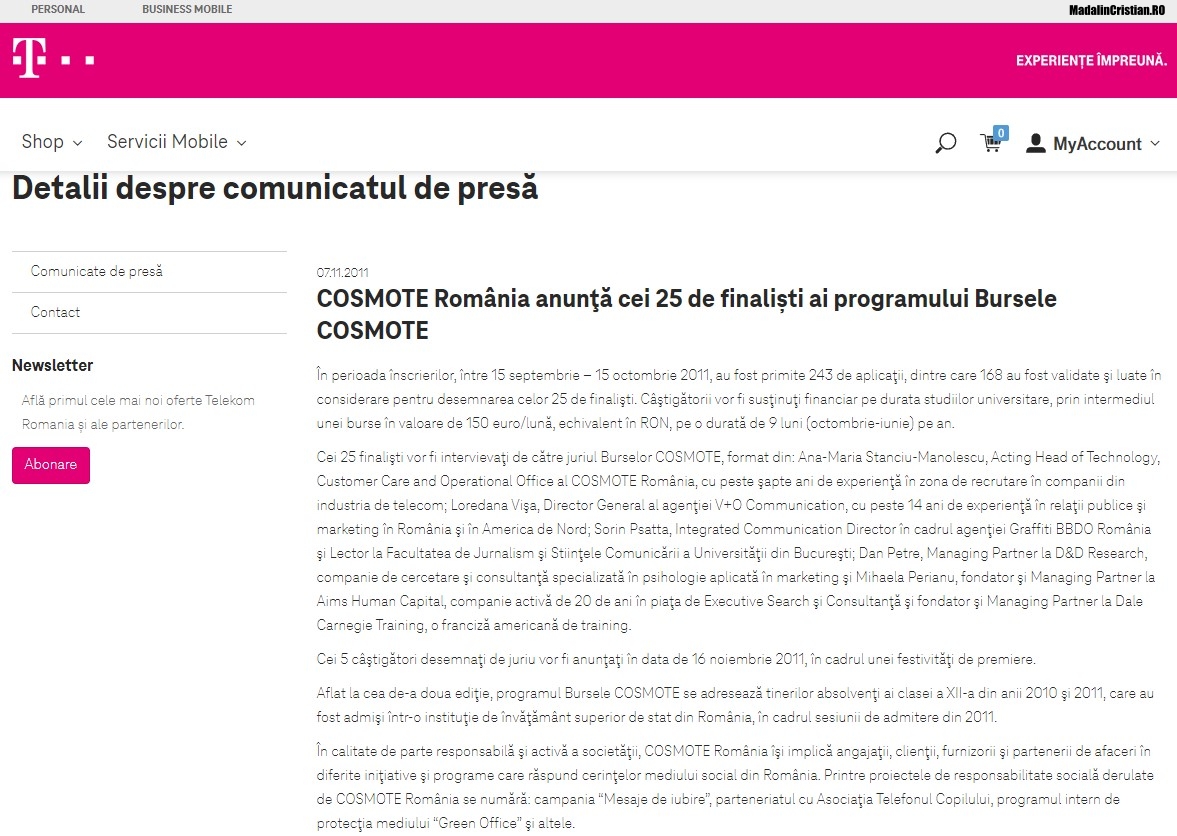 Comunicat COSMOTE 07.11.2011