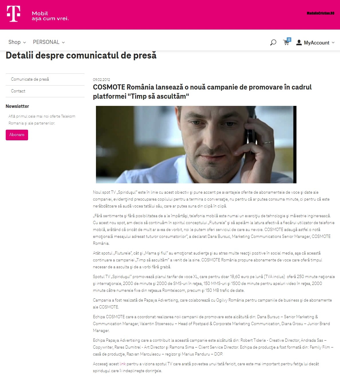 Comunicat COSMOTE 09.02.2012