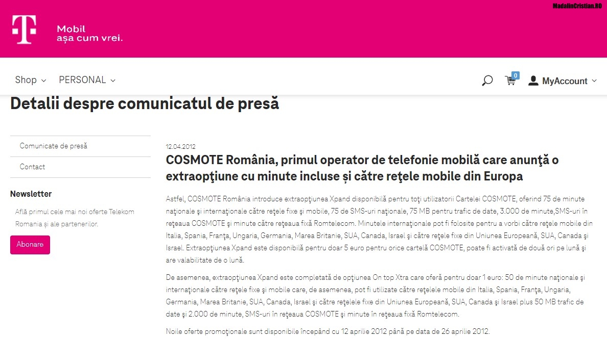 Comunicat COSMOTE 12.04.2012