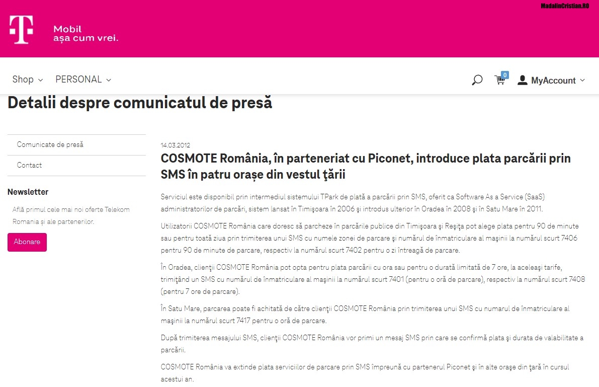 Comunicat COSMOTE 14.03.2012
