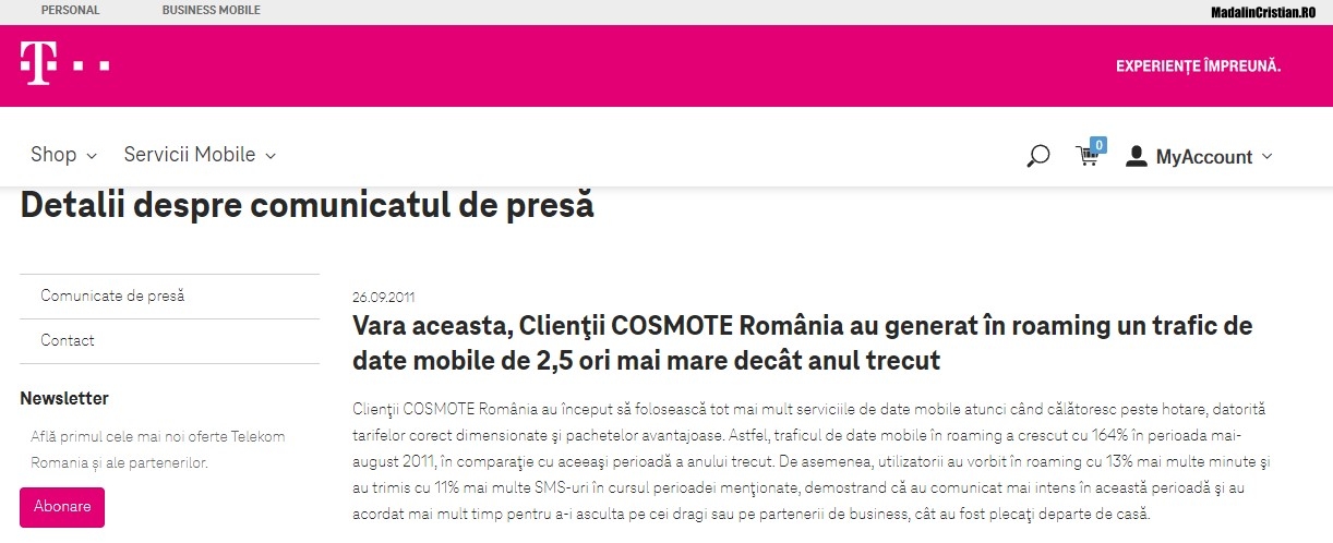 Comunicat COSMOTE 26.09.2011