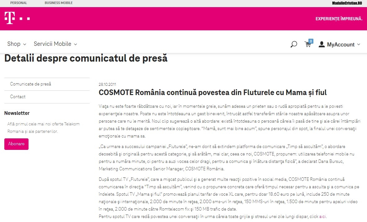 Comunicat COSMOTE 28.10.2011