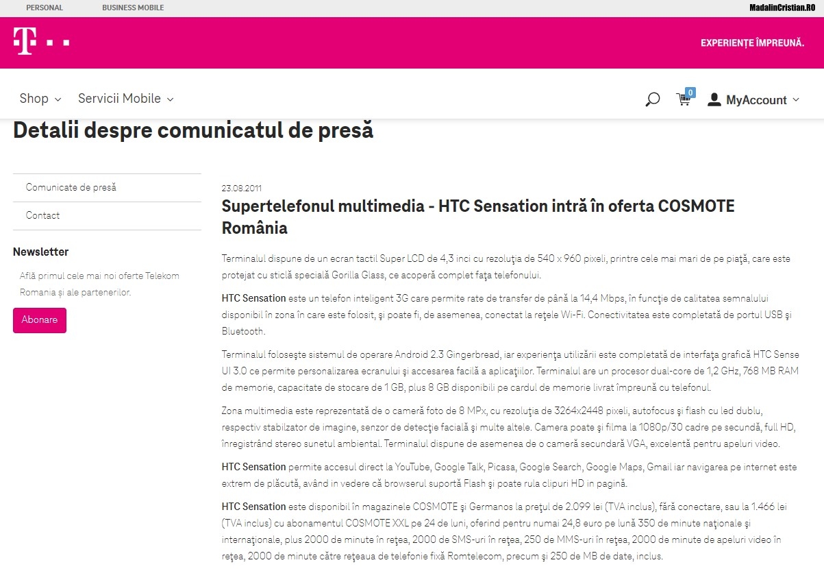 Comunicat Cosmote 23 august 2011
