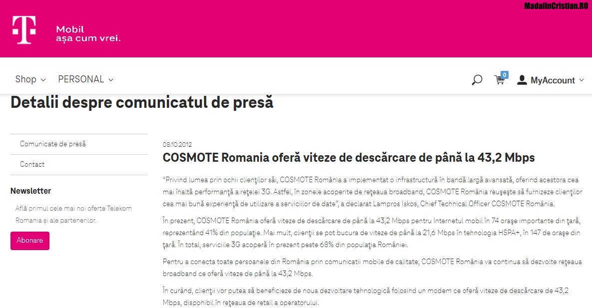 Comunicat COSMOTE 08.10.2012