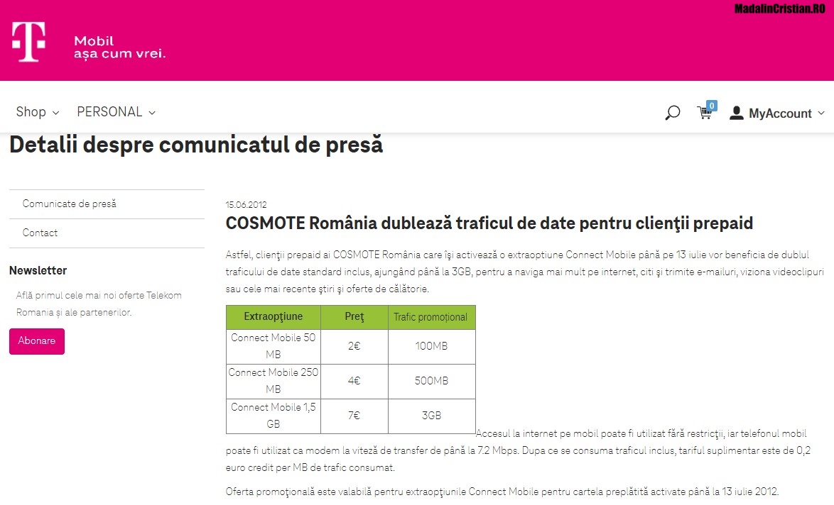 Comunicat COSMOTE 15.06.2012