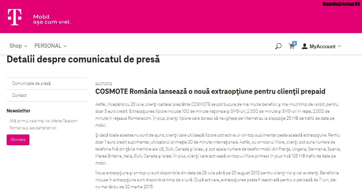 Comunicat Cosmote 24.07.2012