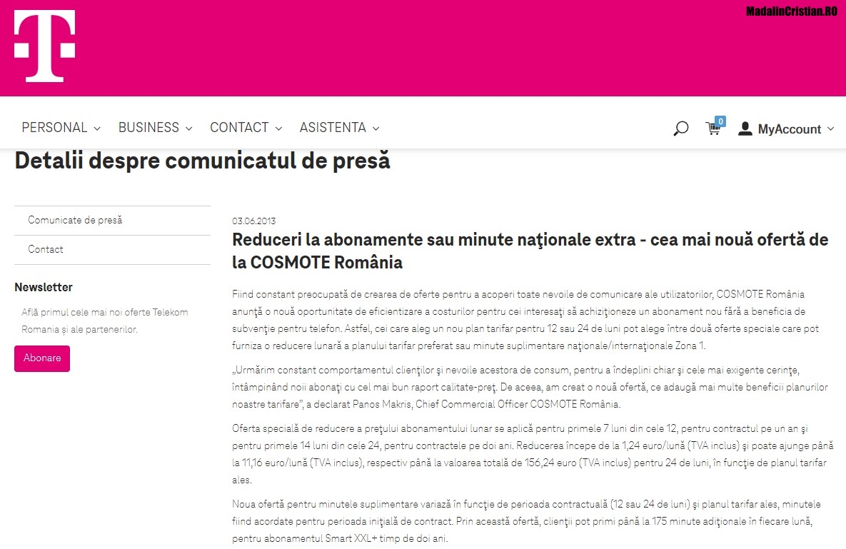 Comunicat COSMOTE 03.06.2013