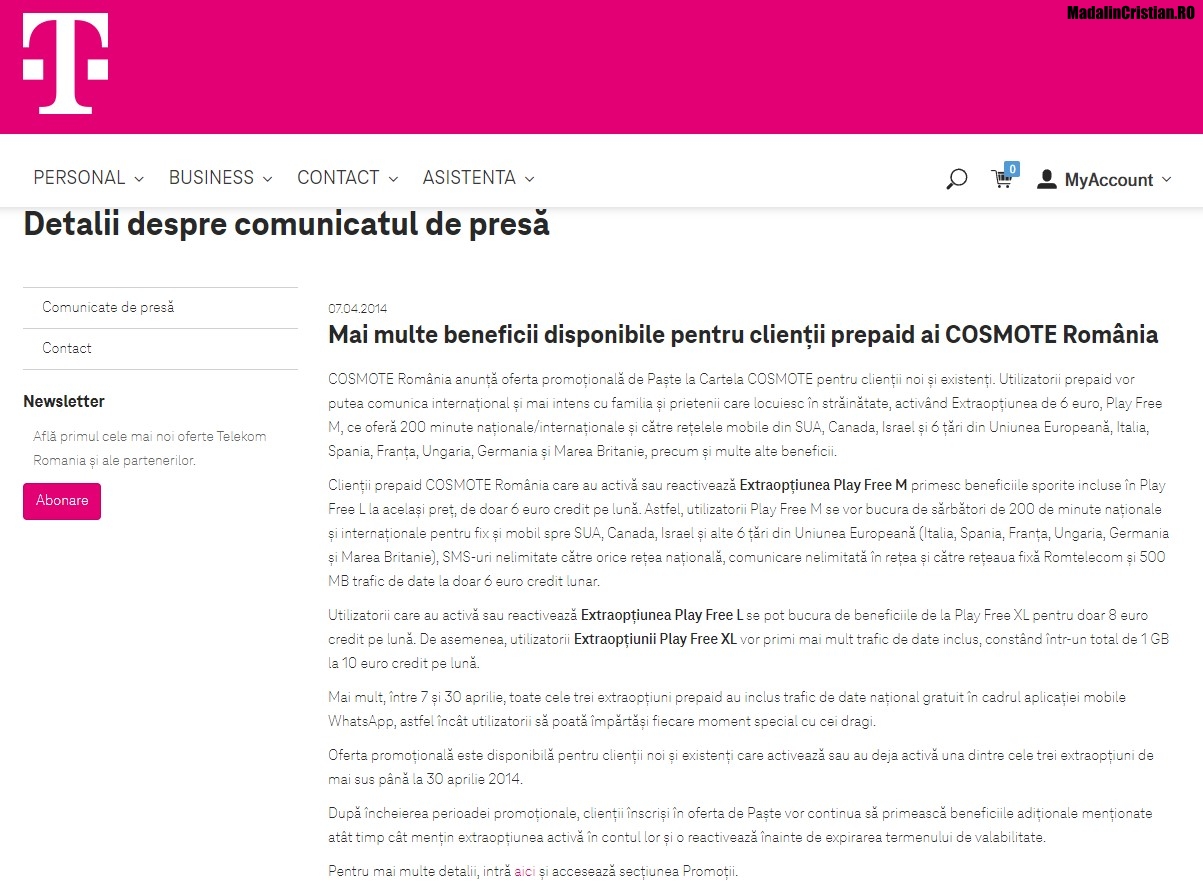 Comunicat COSMOTE 07.04.2014
