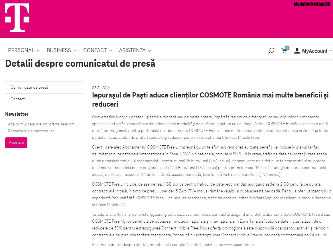 Comunicat COSMOTE 08.04.2014