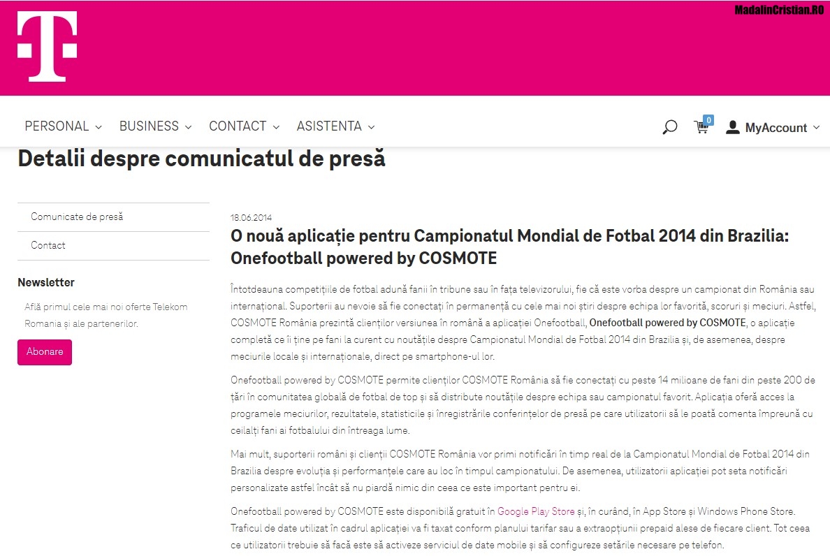 Comunicat COSMOTE 18.06.2014