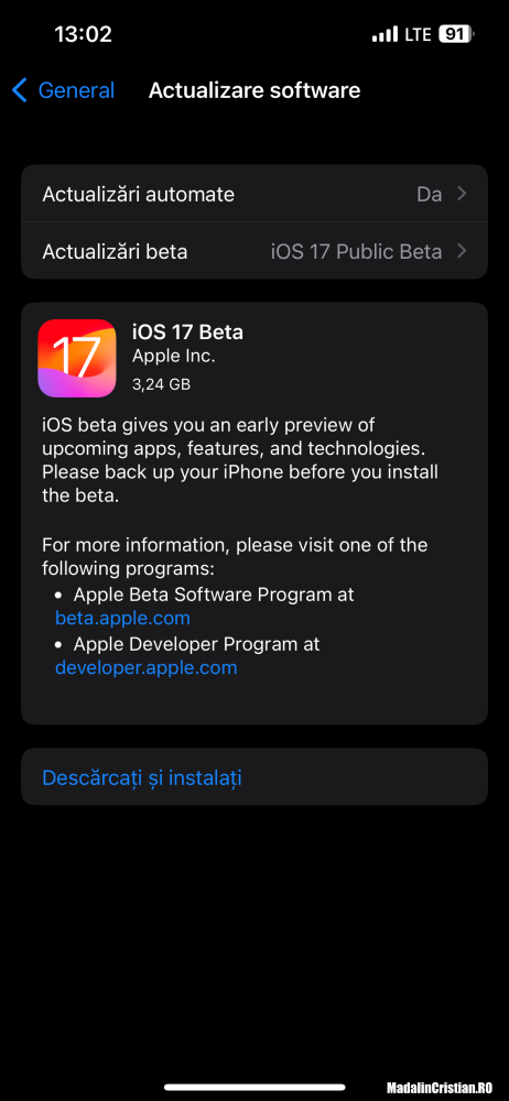 Apple a lansat astăzi prima versiune beta publică a iOS 17