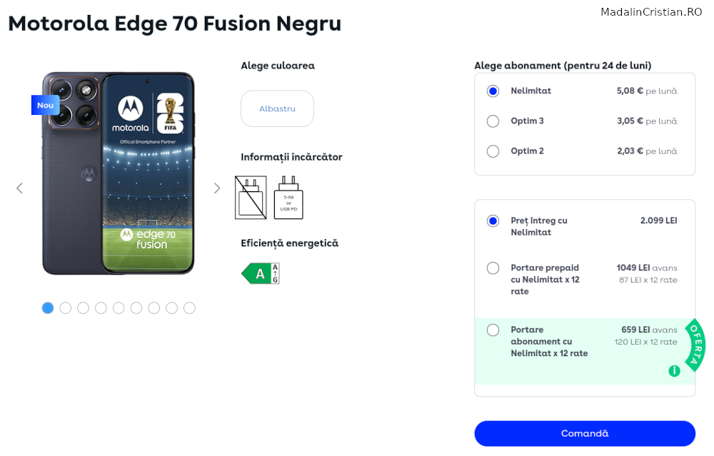 Motorola Edge 70 Fusion în oferta VoLTE, VoWiFi și 5G a DIGI.Mobil