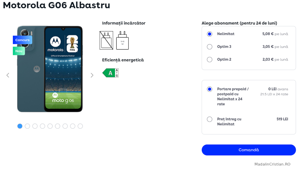 Motorola G06 intră în oferta VoLTE și VoWiFi a DIGI.Mobil